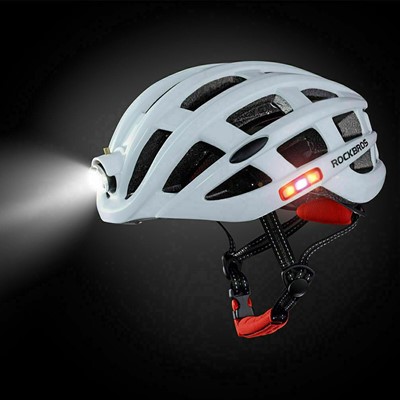 Rockbros kask rowerowy MTB z lampką biały 57-62cm